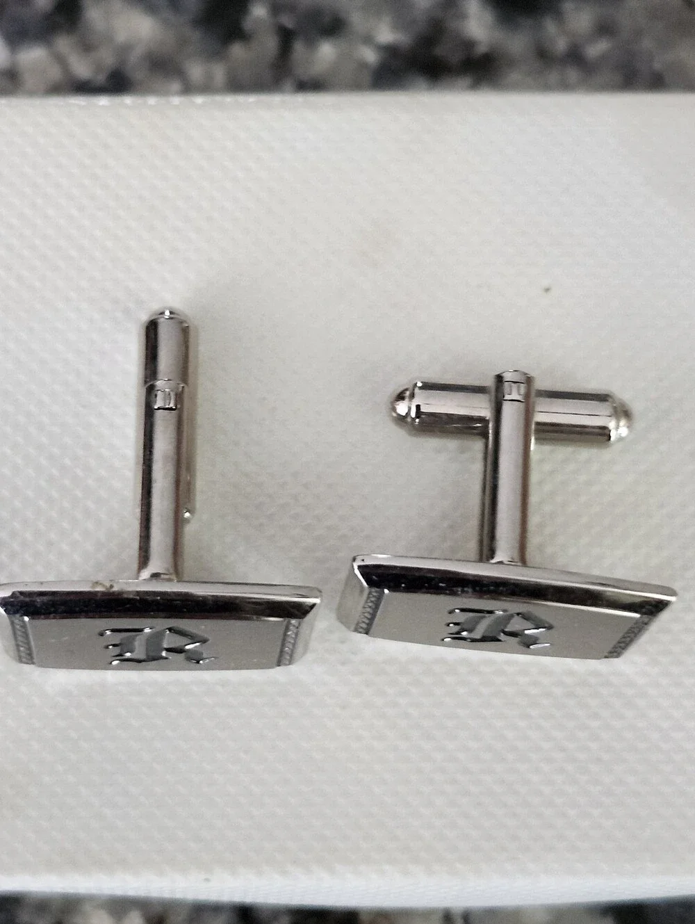 Black Monogram 'R' Silver-Tone Men's Cufflinks